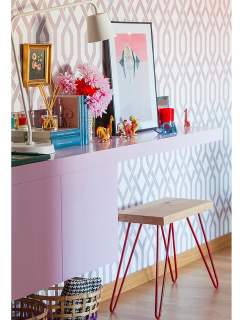 Furniture, Turquoise, Pink, Table, Room, Interior design, Orange, Dining room, Chair, Magenta, 